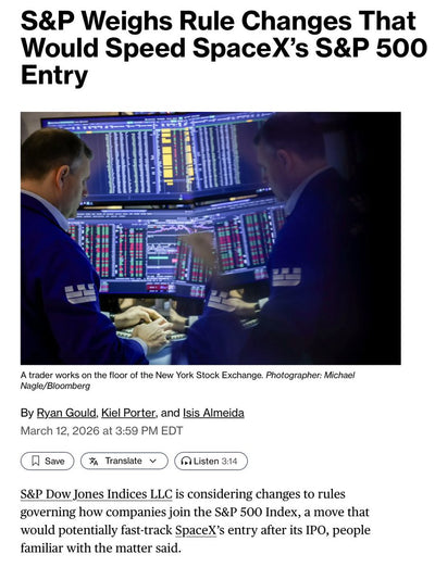 S&P 500 Rule Change Could Fast-Track SpaceX IPO Entry