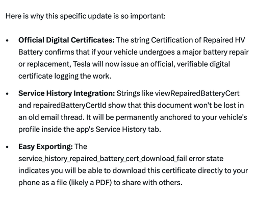 Tesla Adding In-App Battery Certificates for Repairs and Replacements