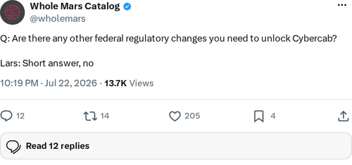 Cybercab Needs No More Federal Approvals: Q&A