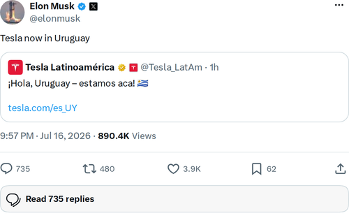 Tesla Enters Uruguay: Third South American Market Confirmed