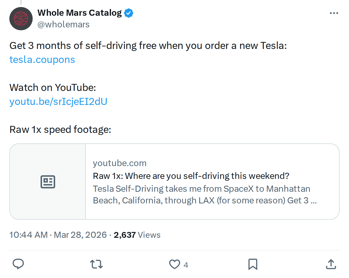 Tesla Offers 3 Months Free FSD With New Orders: Full Details