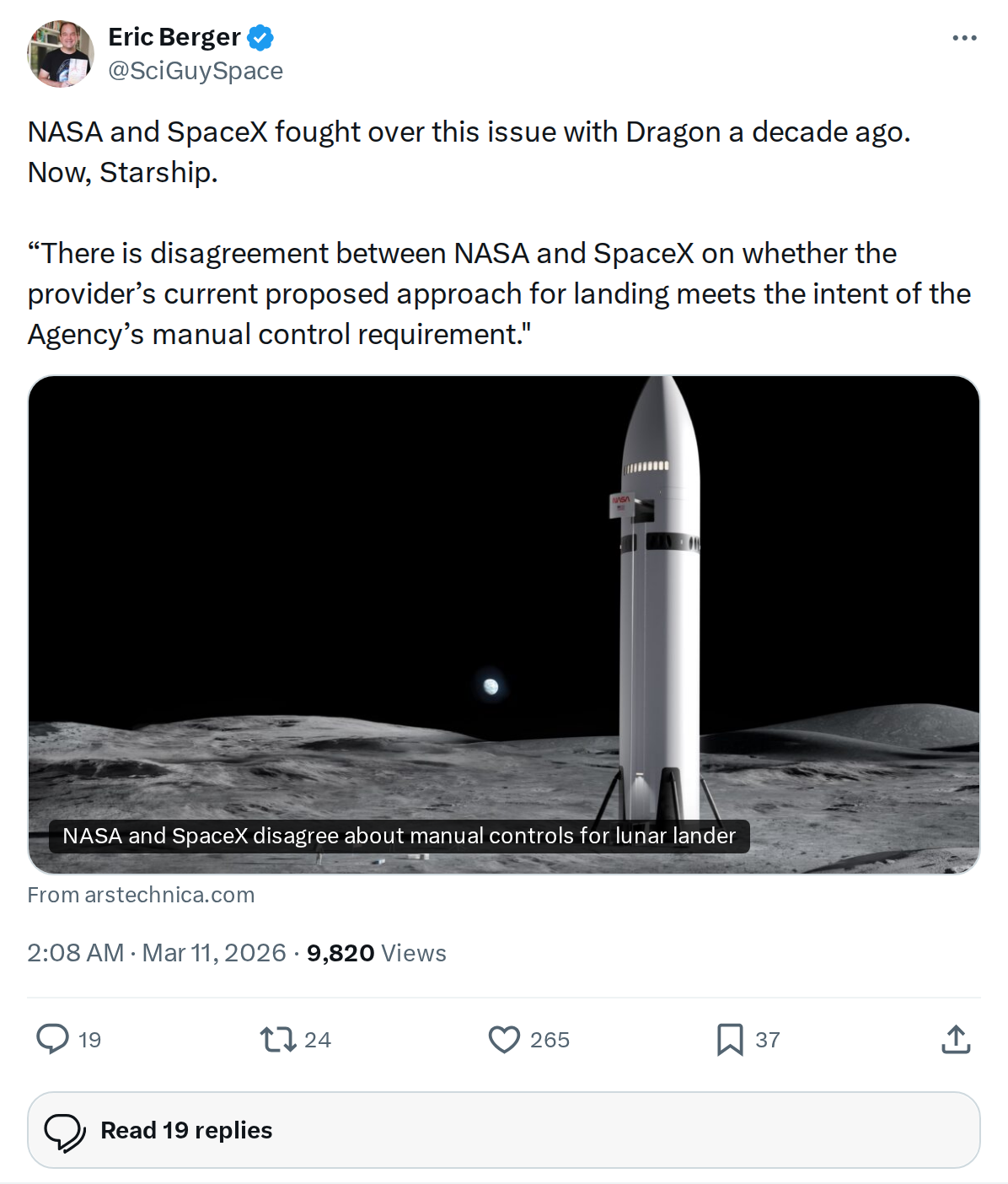 NASA vs SpaceX: Starship Landing Control Dispute Threatens Artemis
