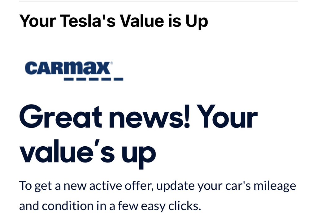 Used Tesla Values Rise 3%, CarMax Data Shows