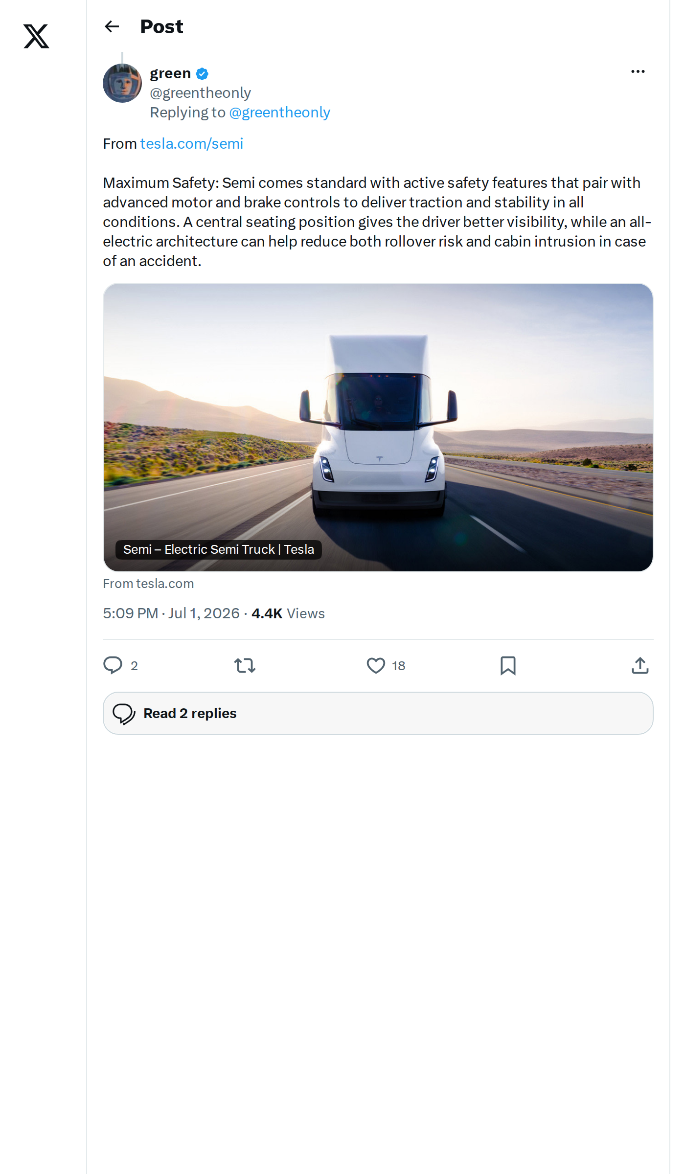 5 Safety Features Built Into the Tesla Semi by Design