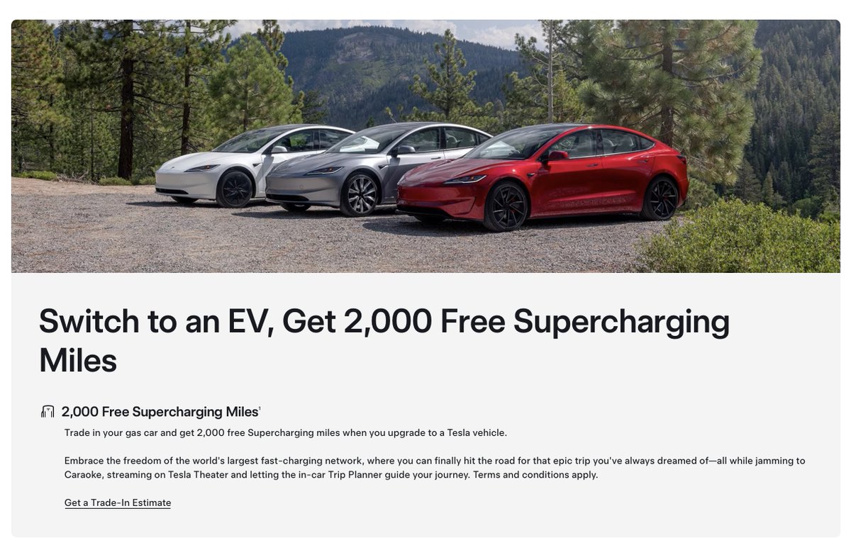 Tesla Offers 2,000 Free Supercharging Miles for Gas Car Trade-Ins