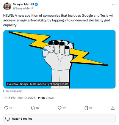 Tesla Joins Google in 'Utilize' Coalition to Fix the Grid