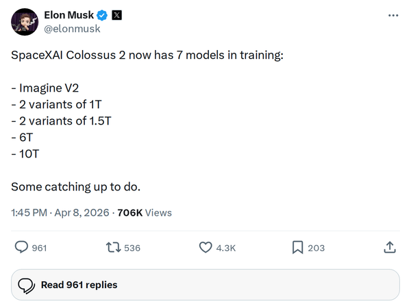 SpaceXAI Colossus 2 Is Training 7 AI Models at Once