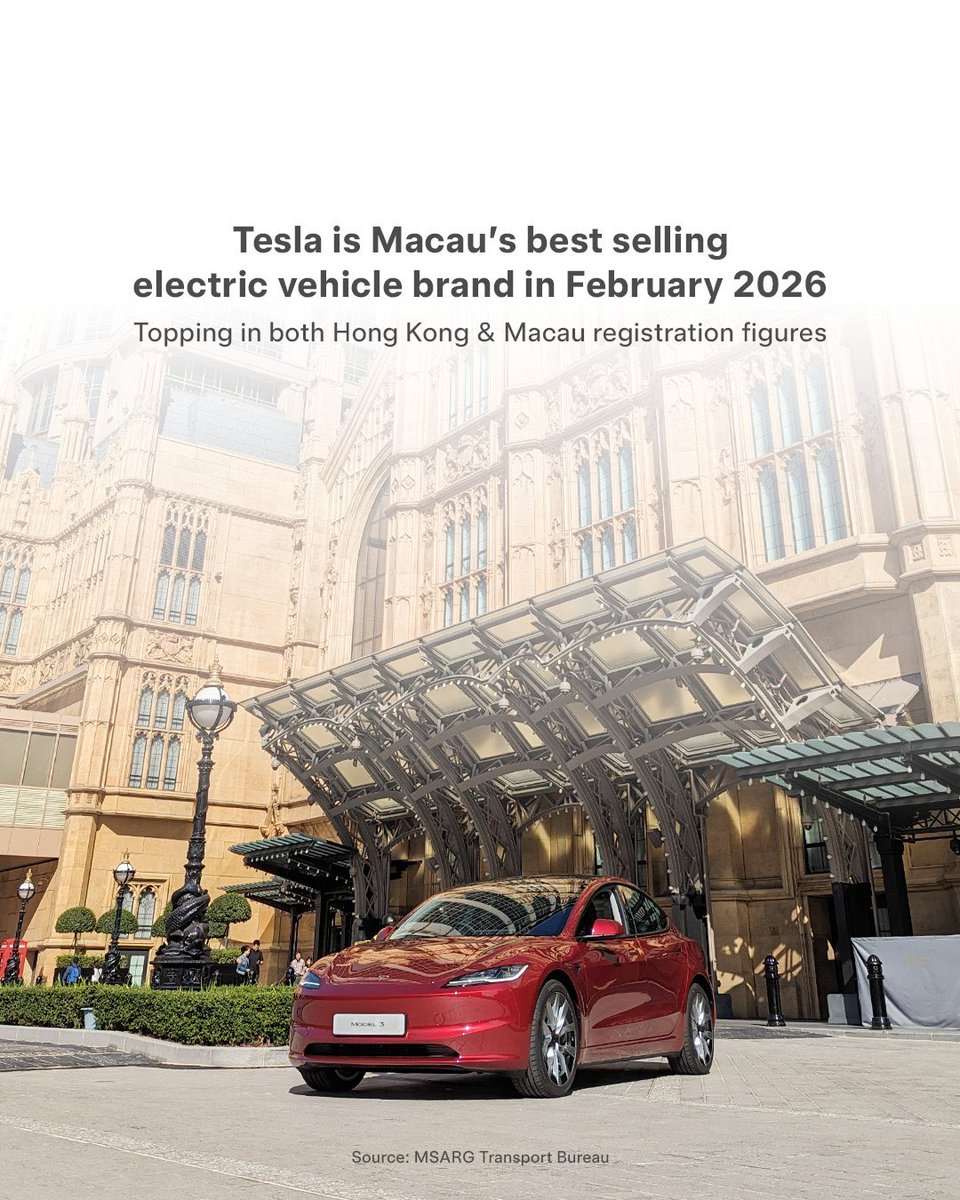 Tesla Tops Macau EV Sales in February 2026