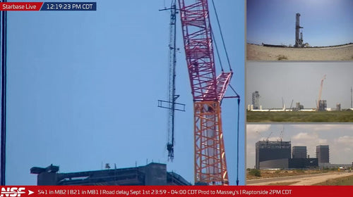 Starship Tower-1 Mast Removed for New Roof Section at Starbase