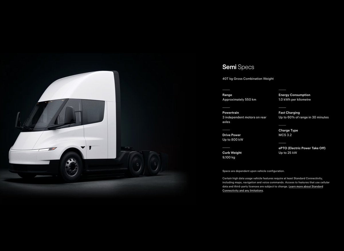 Tesla Semi Appears on European Websites Ahead of 2027 Launch