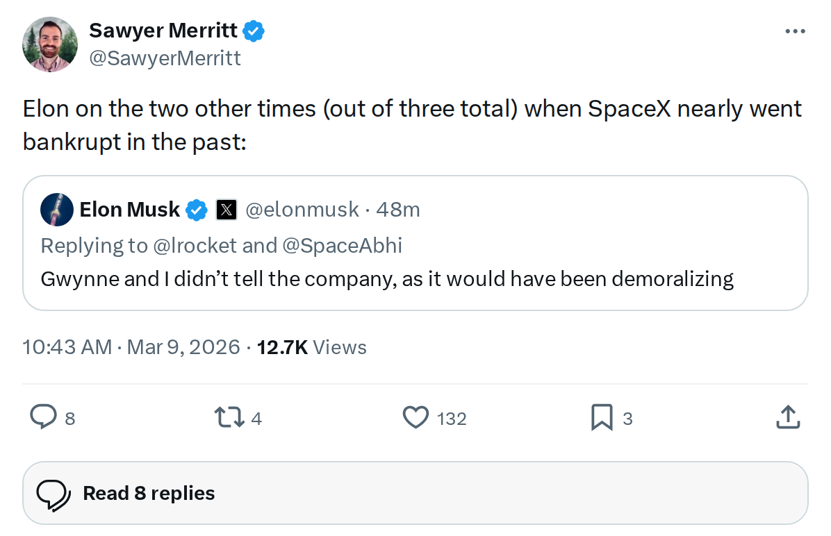 SpaceX Nearly Went Bankrupt Twice: Musk Reveals the Full Story