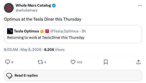Tesla Optimus Returning to the Hollywood Diner This Thursday