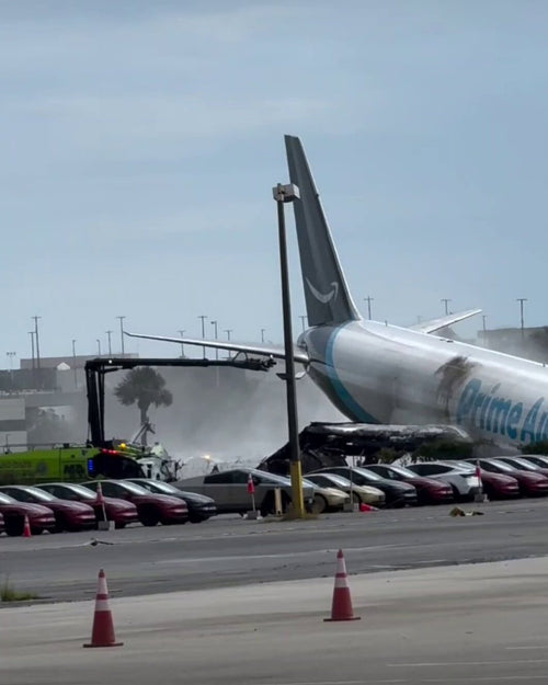 Amazon Cargo Plane Crashes at MIA Near Tesla Cybercabs