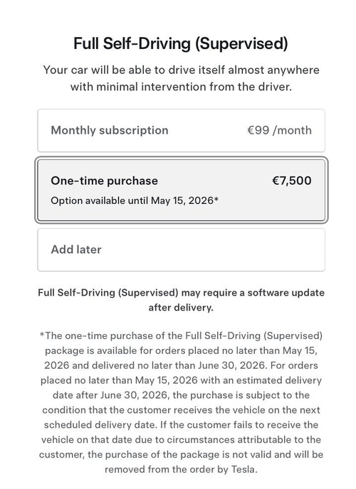 Tesla Ending One-Time FSD Purchase in Netherlands on May 15