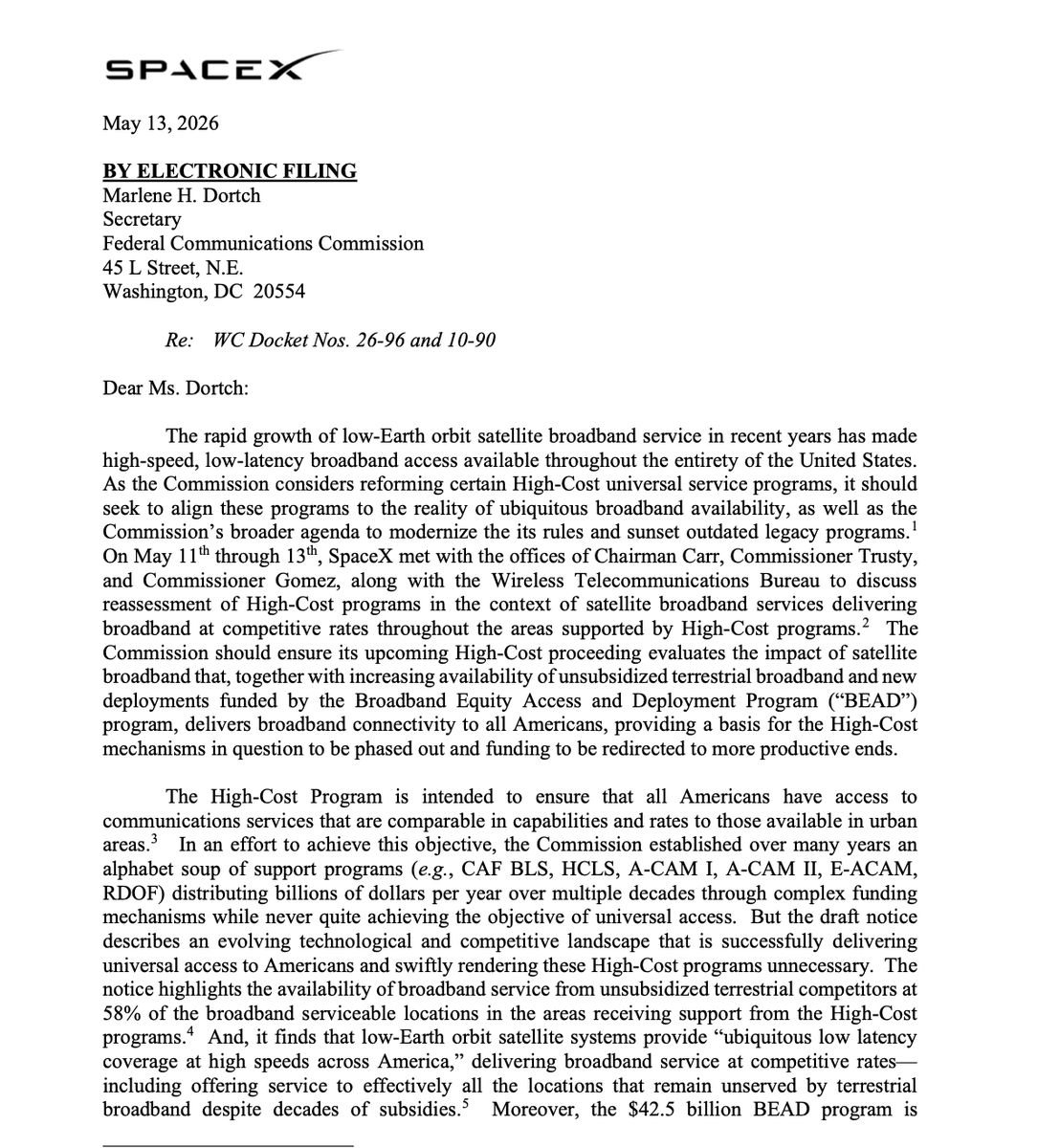 SpaceX Tells FCC to Kill $4.5B Rural Fund — Starlink Did the Job