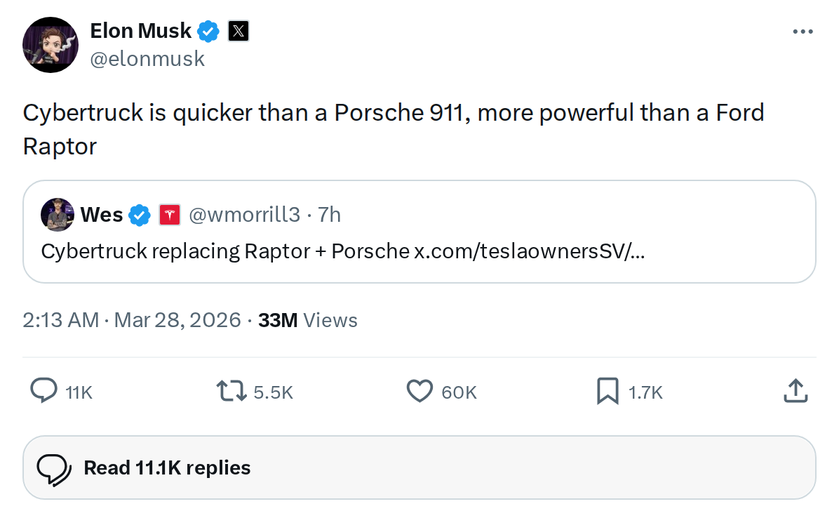 Cybertruck vs Porsche 911 & Ford Raptor: The Numbers
