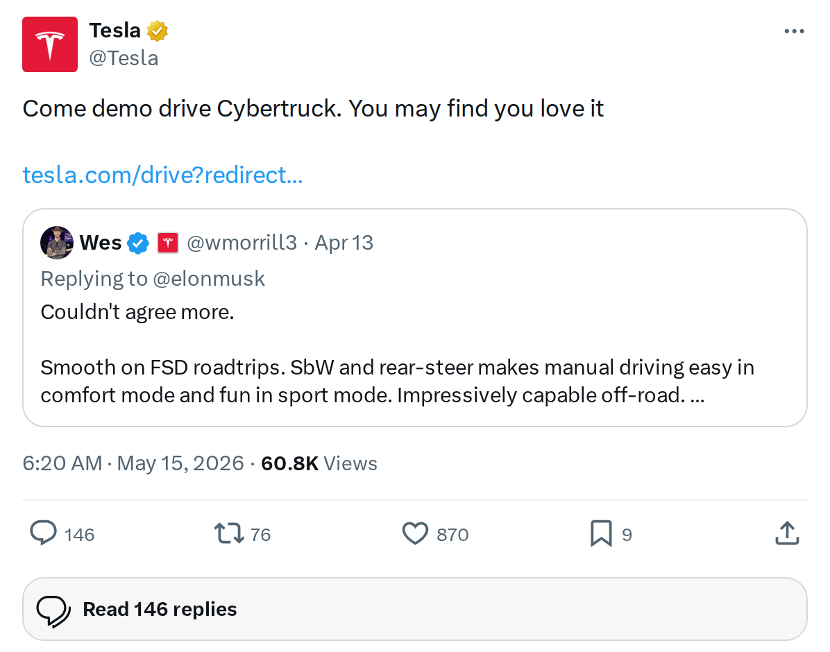 Tesla Wants You to Demo Drive a Cybertruck — Here's How