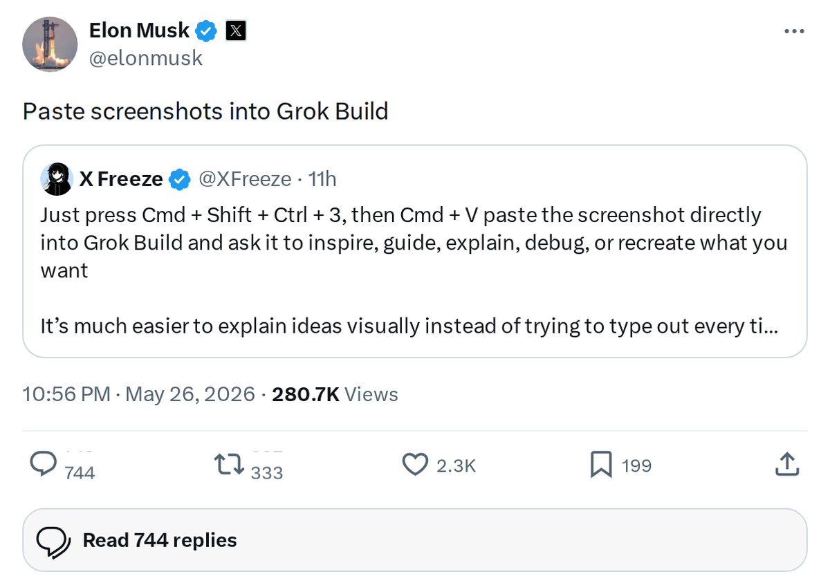 Grok Build Can Now Accept Pasted Screenshots
