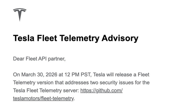 Tesla Fleet Telemetry Security Fixes Coming March 30