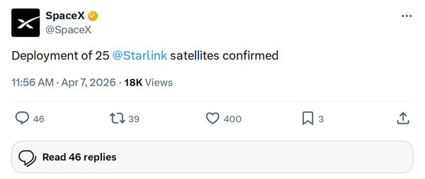 SpaceX Deploys 25 Starlink Satellites on Starlink 17-35 Mission