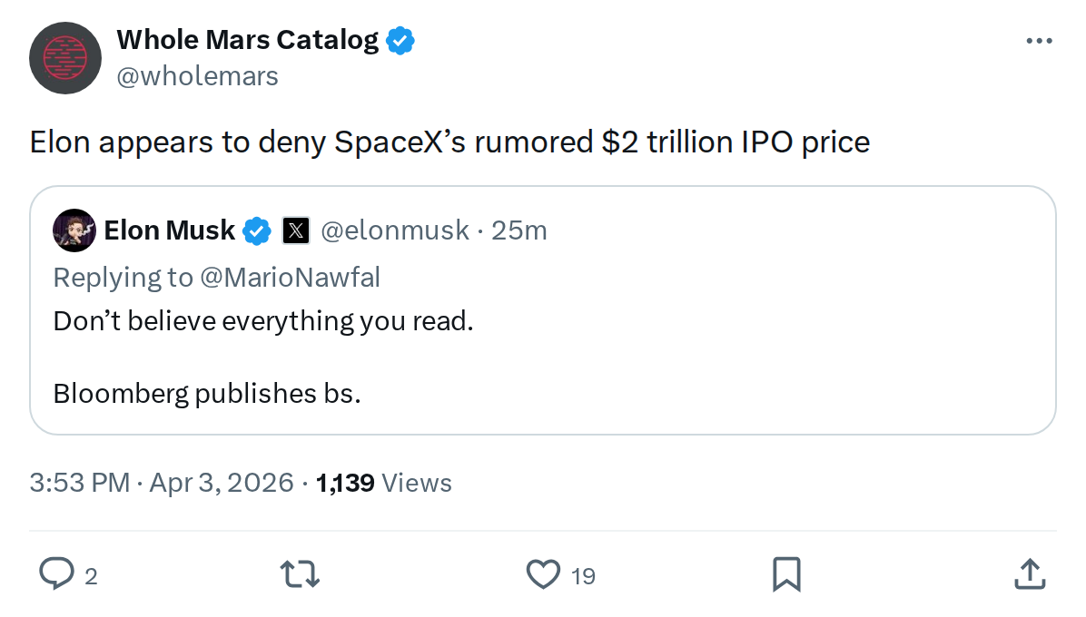 SpaceX IPO Valuation Confusion: What Musk Actually Said