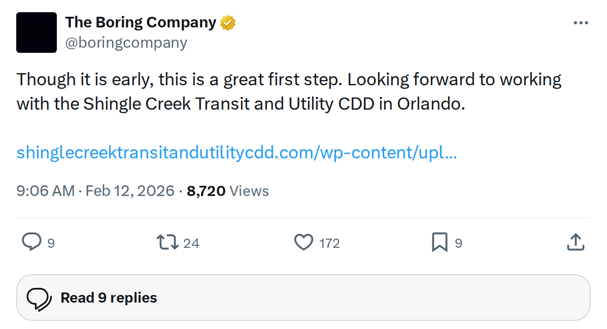 Boring Company Confirms Orlando Partnership for Universal Parks Loop