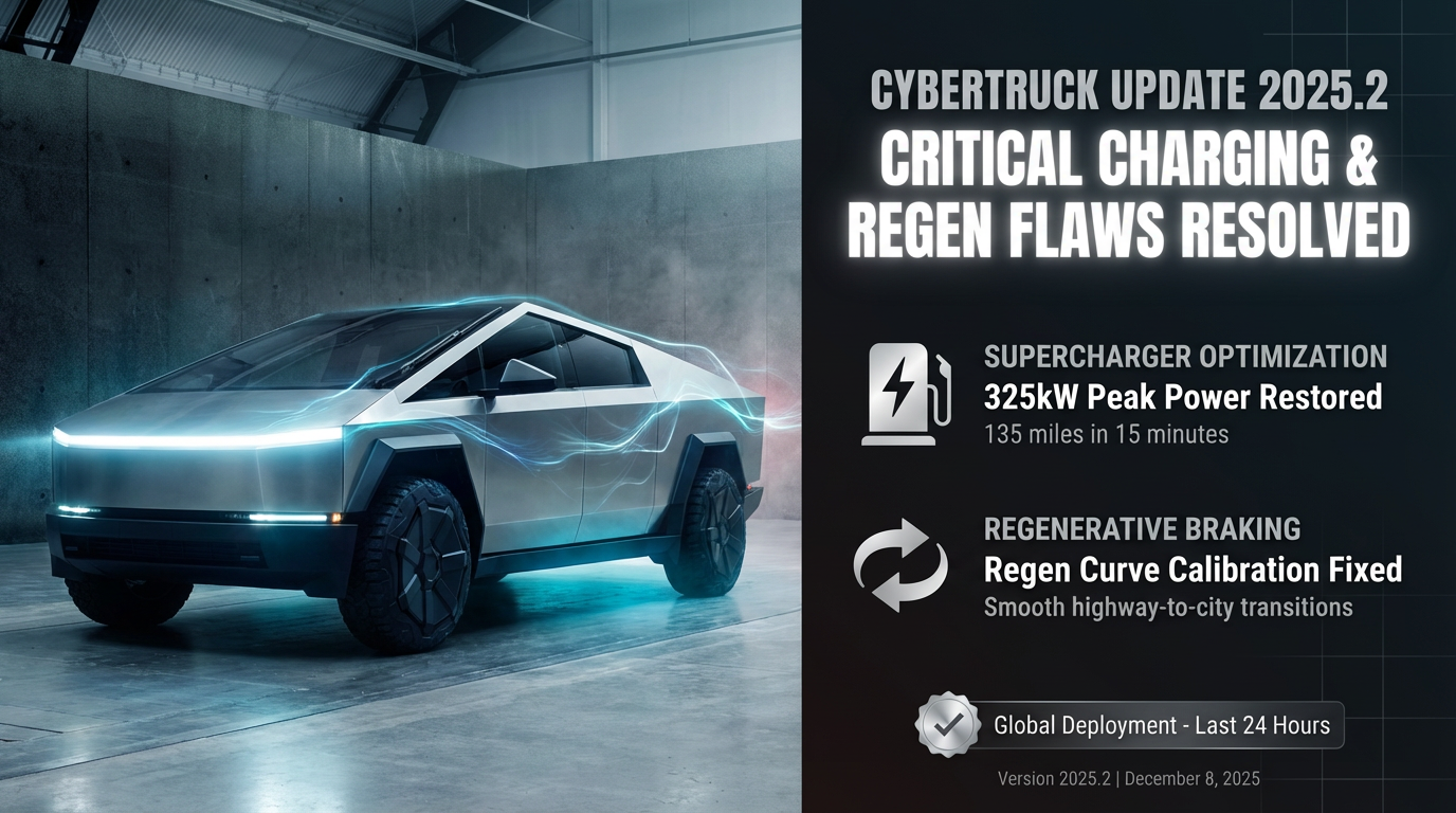Cybertruck Update 2025.2 Quietly Resolves Critical Charging and Regen Flaws