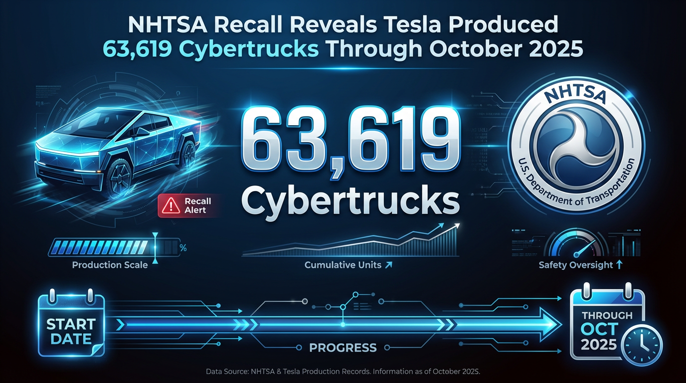 NHTSA Recall Reveals Tesla Produced 63,619 Cybertrucks Through October 2025