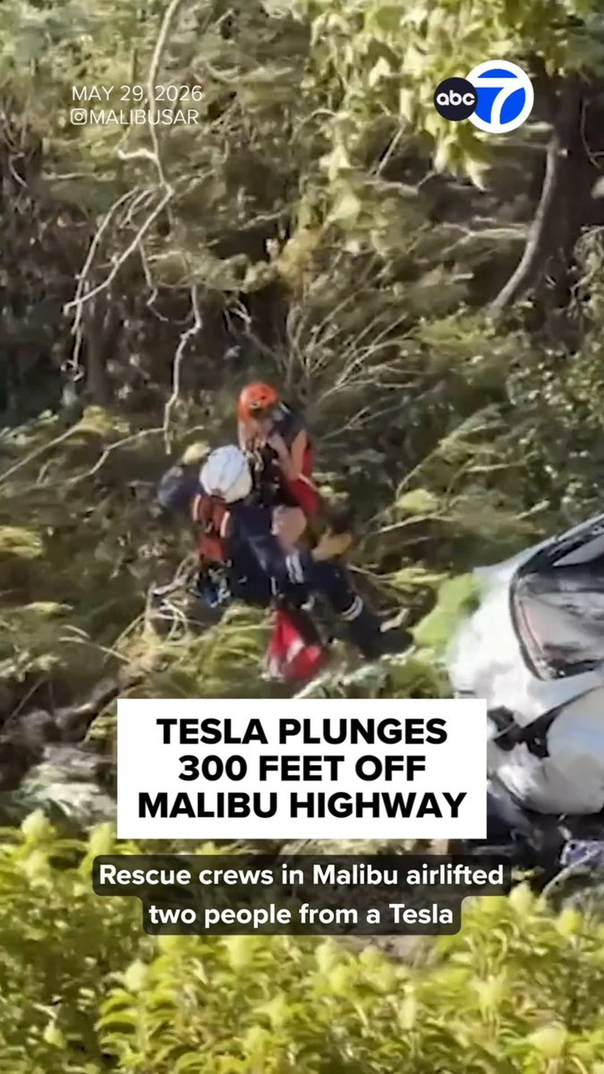 Tesla Model 3 Survives 300-Foot Malibu Cliff Plunge — Both Passengers Alive