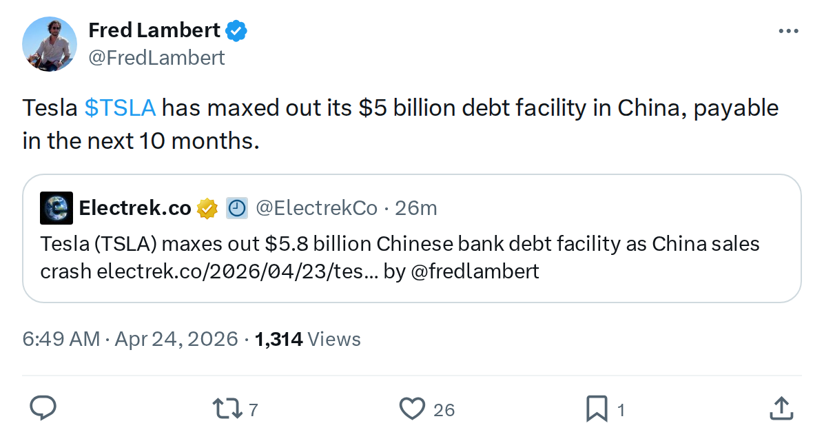 Tesla Maxes Out $5.8B China Debt Facility — What It Means