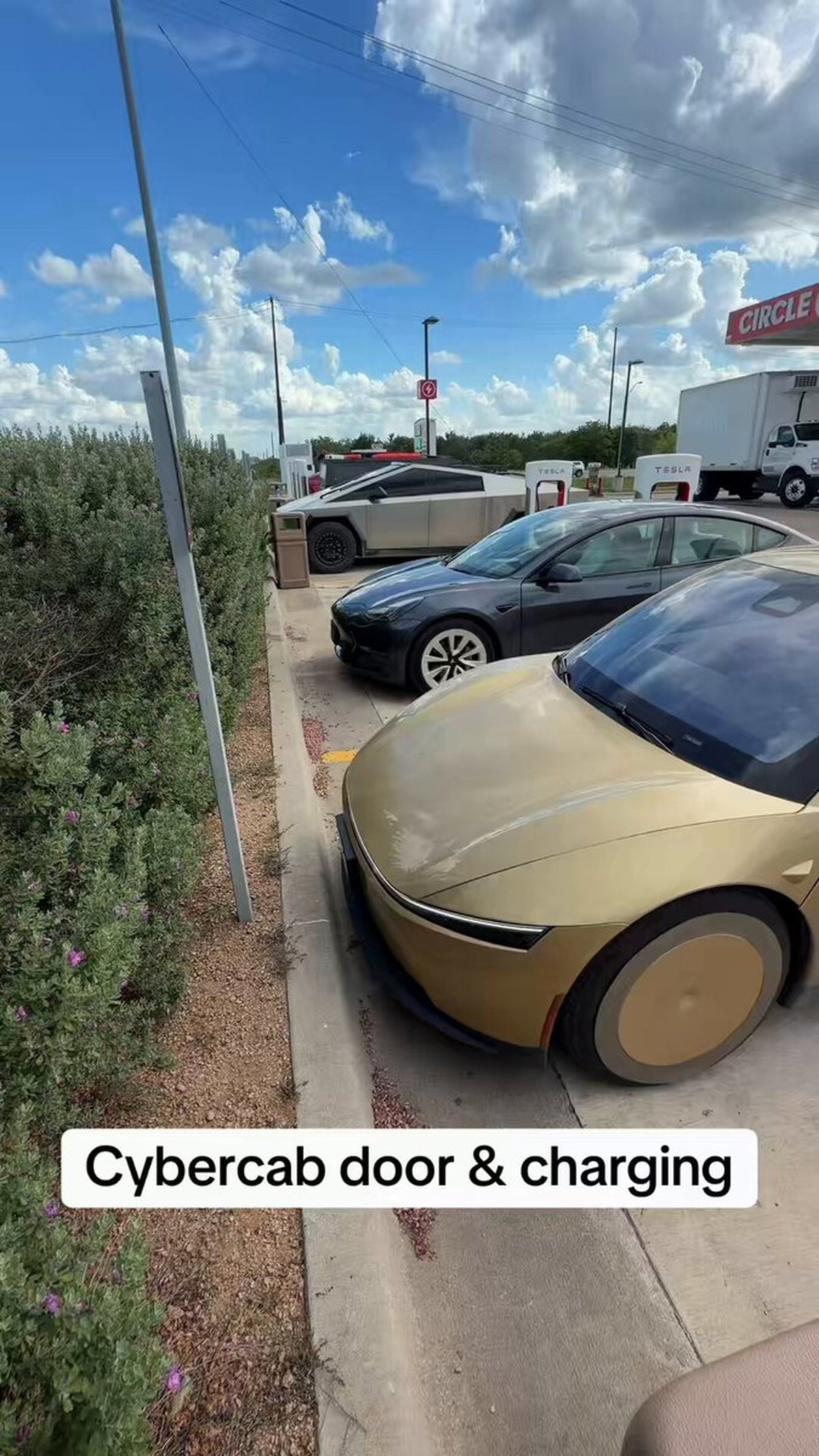 Tesla Cybercab Caught on Video: Butterfly Doors, Supercharging, Starlink