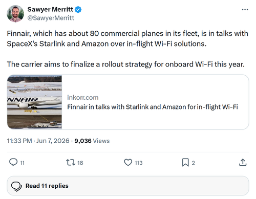 Finnair in Talks with Starlink and Amazon for In-Flight Wi-Fi