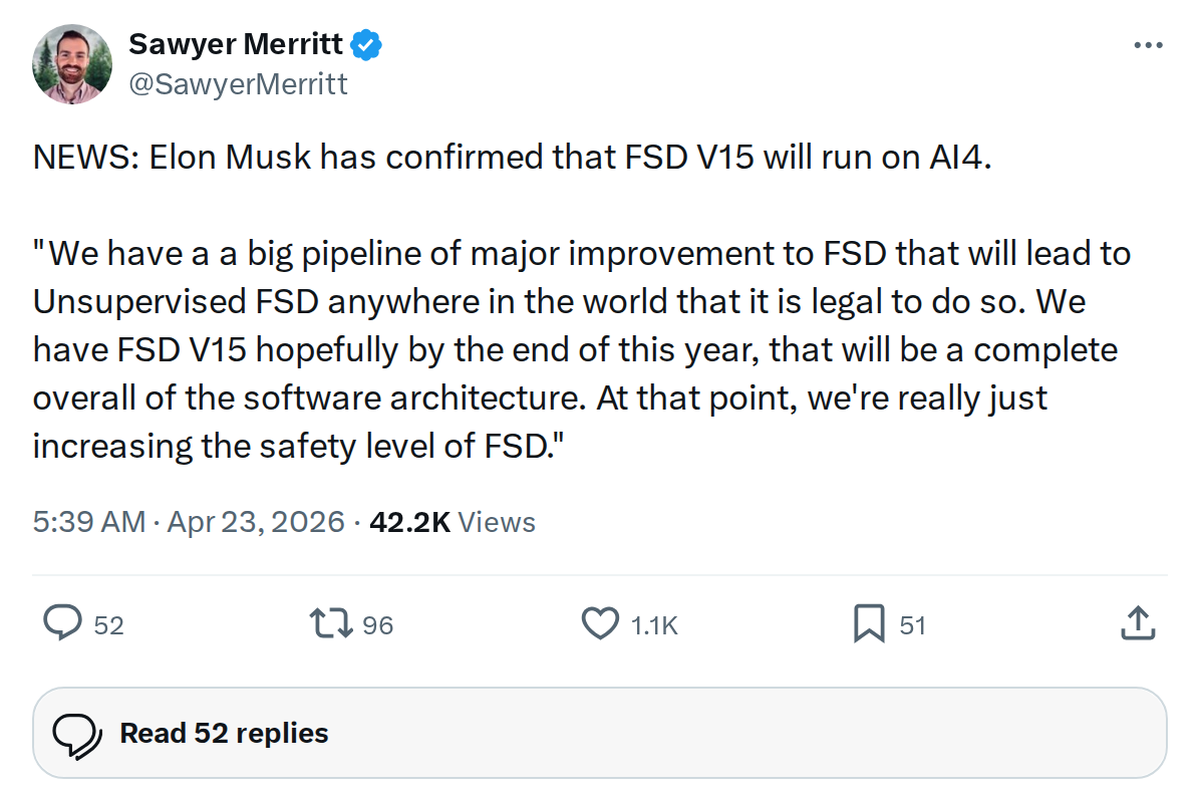 Tesla Unsupervised FSD Targets Q4 2026: HW3 Left Behind