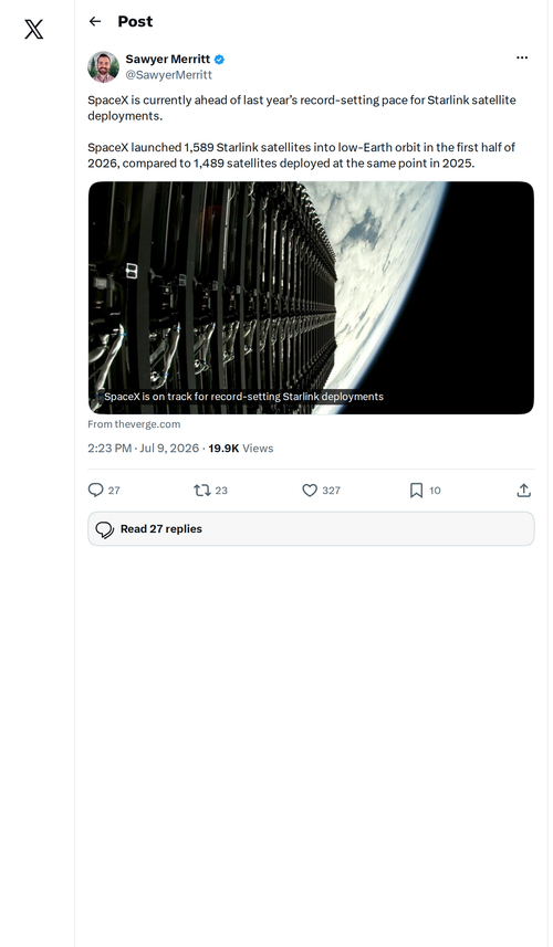 SpaceX Breaks Its Own Starlink Deployment Record in H1 2026
