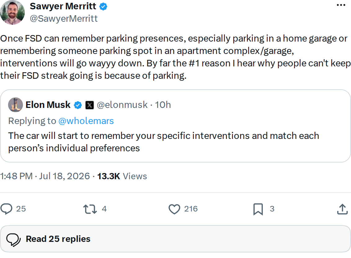 FSD Parking Memory: The Fix That Could End Intervention Streaks