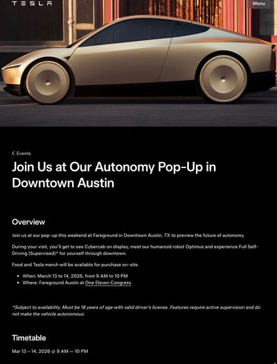 Tesla's Austin Cybercab Popup: What Attendees Are Seeing