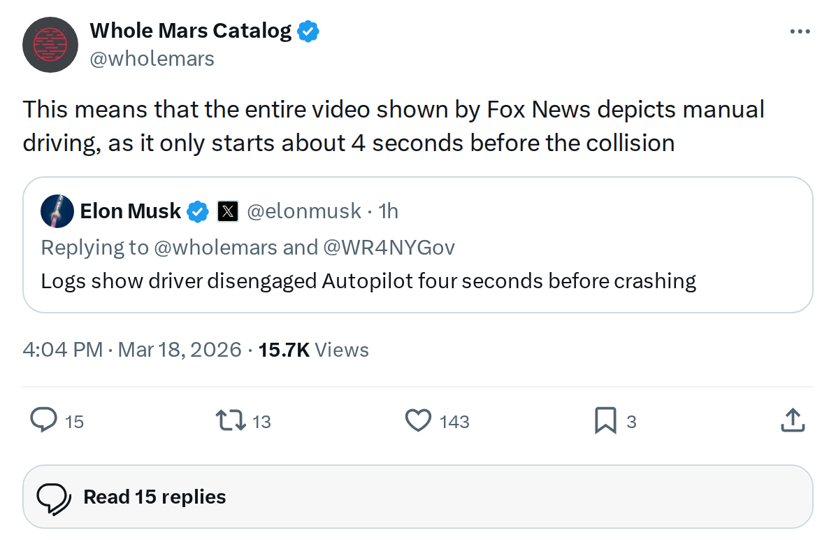 Fox News Tesla Crash Video Was Manual Driving, Not FSD