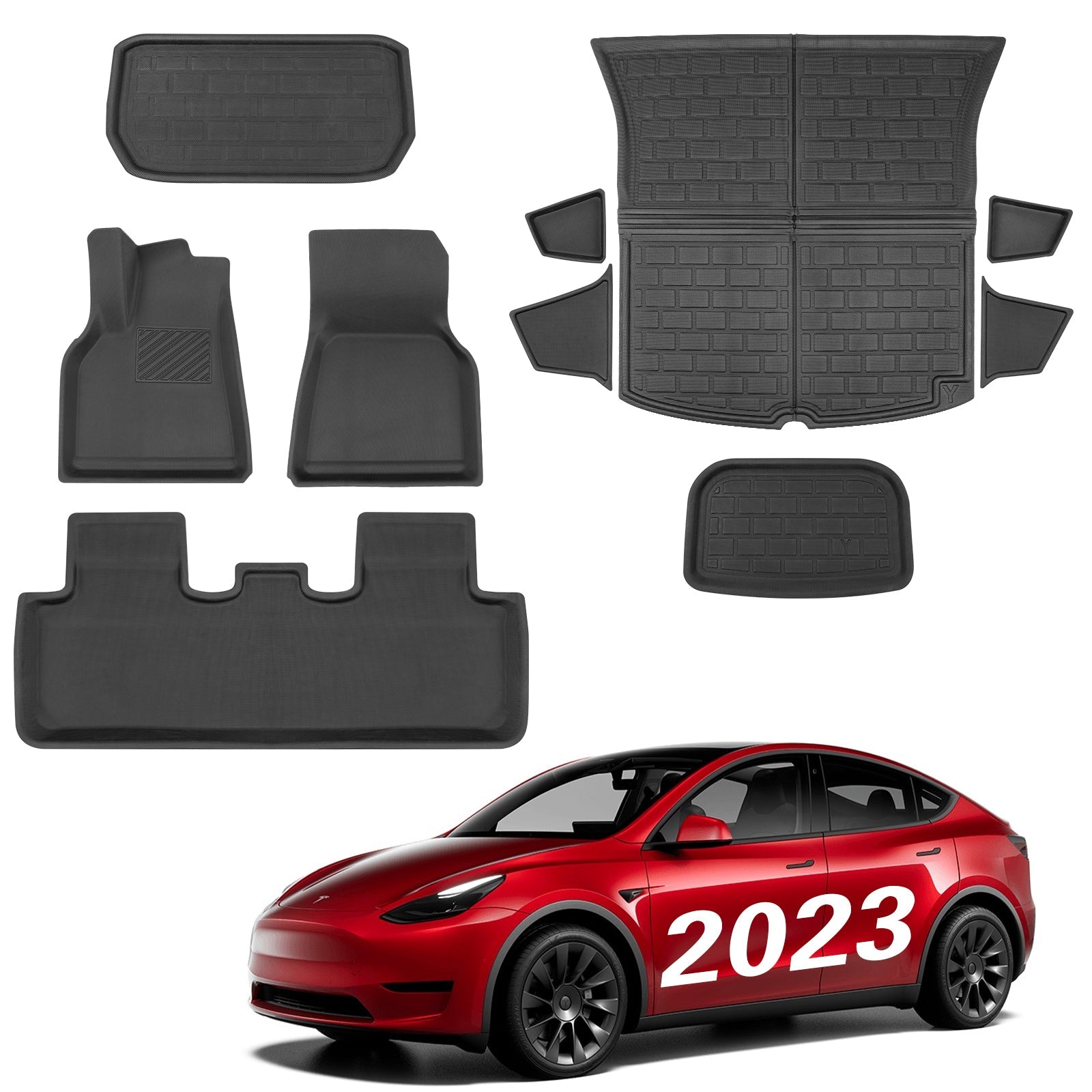 Tesla Model Y Floor Mats 2020–2024 — All-Weather TPE, 5 & 7-Seater