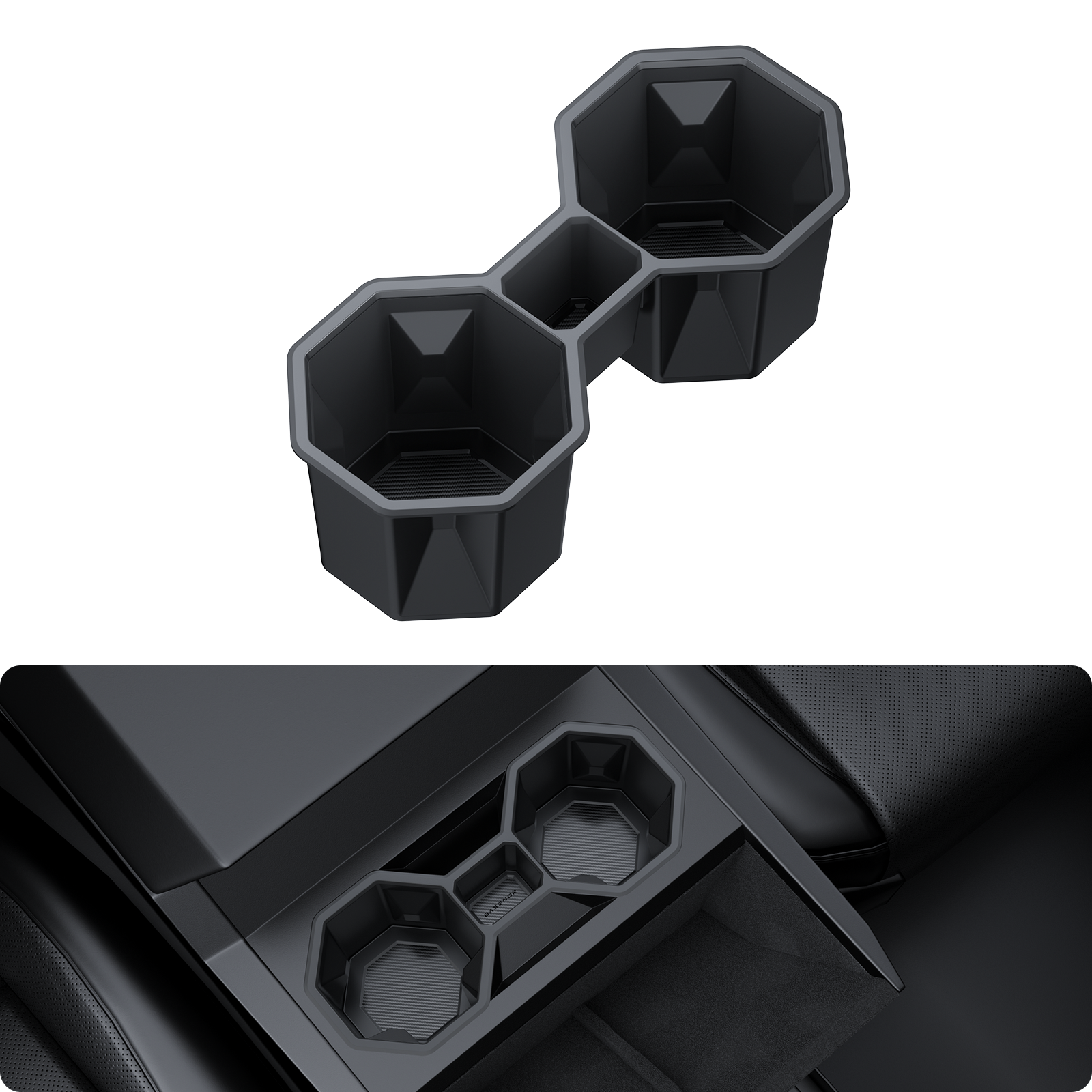 2024-2026 Tesla Cybertruck Cup Holder Insert - Carbon Silicone Non-Slip - Image 2