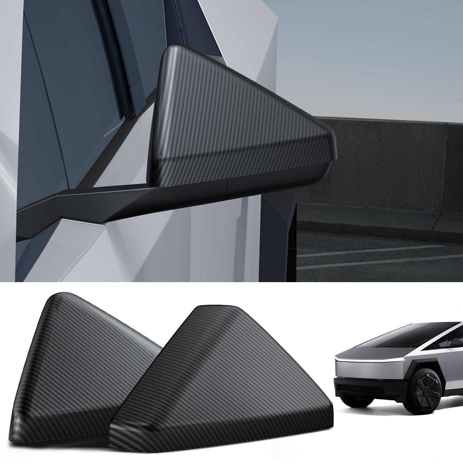 BASENOR 2024 Tesla Cybertruck Mirror Cover Carbon Fiber