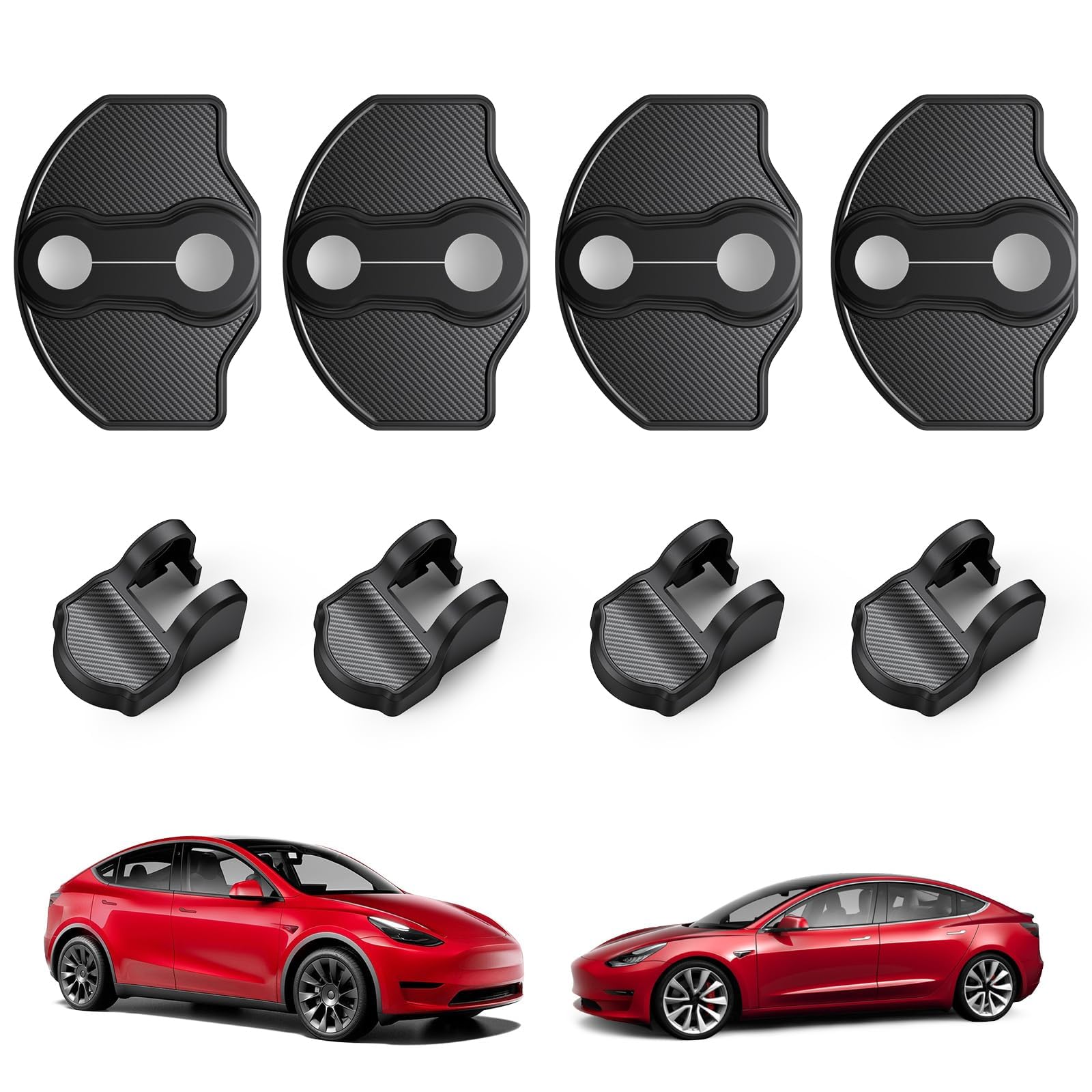 2017-2026 Tesla Model 3 & Model Y Juniper Door Lock Cover - Carbon No Tape