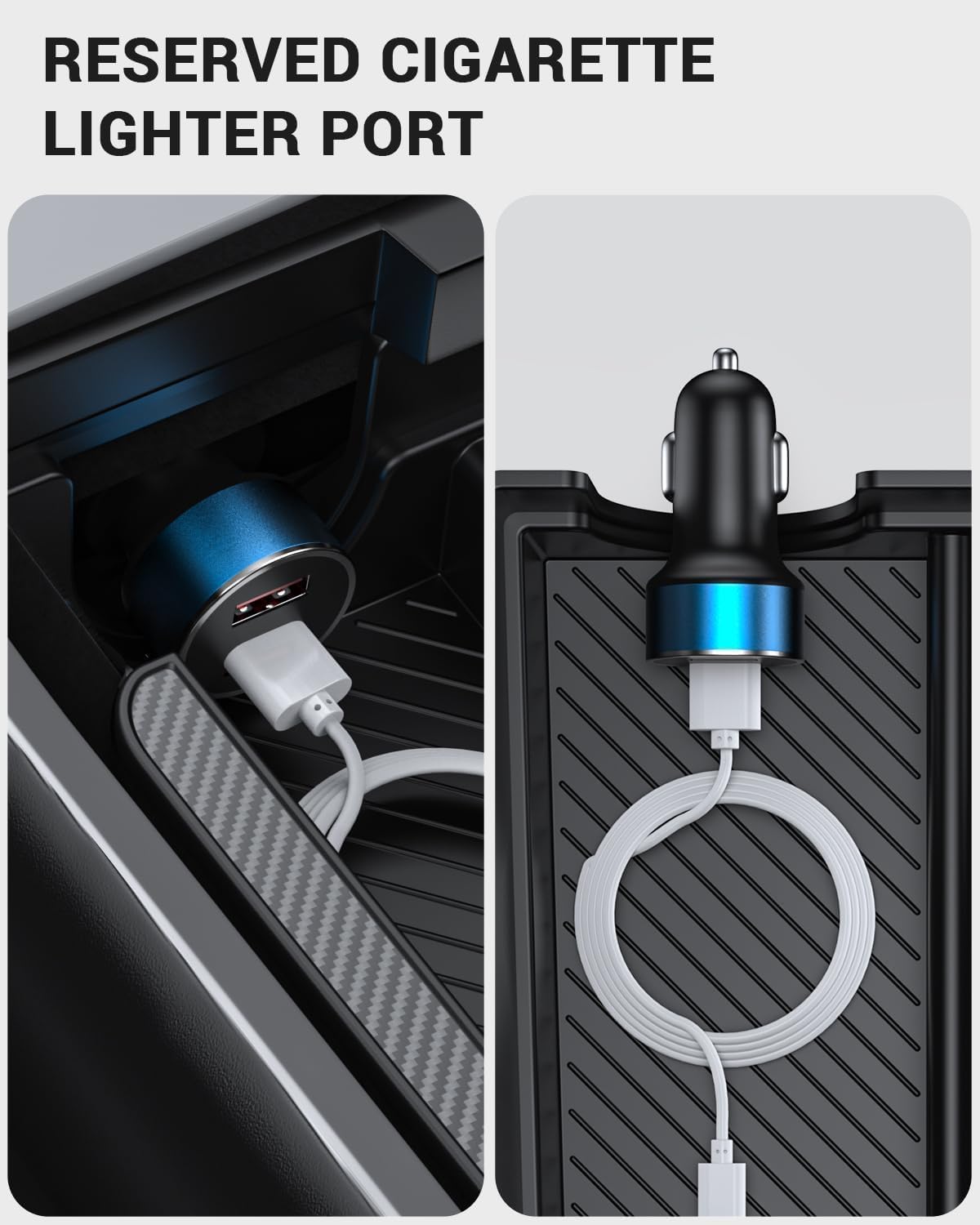 2021-2023 Tesla Model 3 & 2021-2024 Model Y Console Organizer - Carbon Fiber 3PCS - Image 6