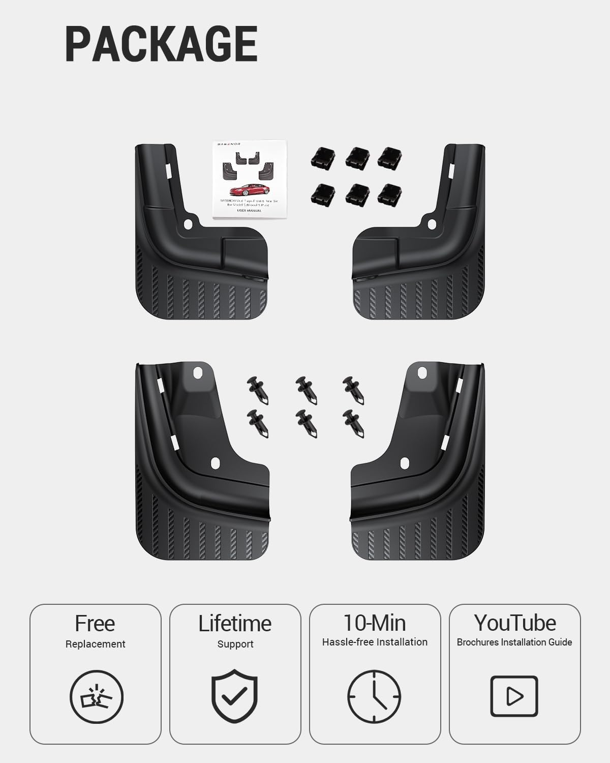 2021-2026 Tesla Model S Mud Flaps - No Drilling 10X Stronger - Image 2