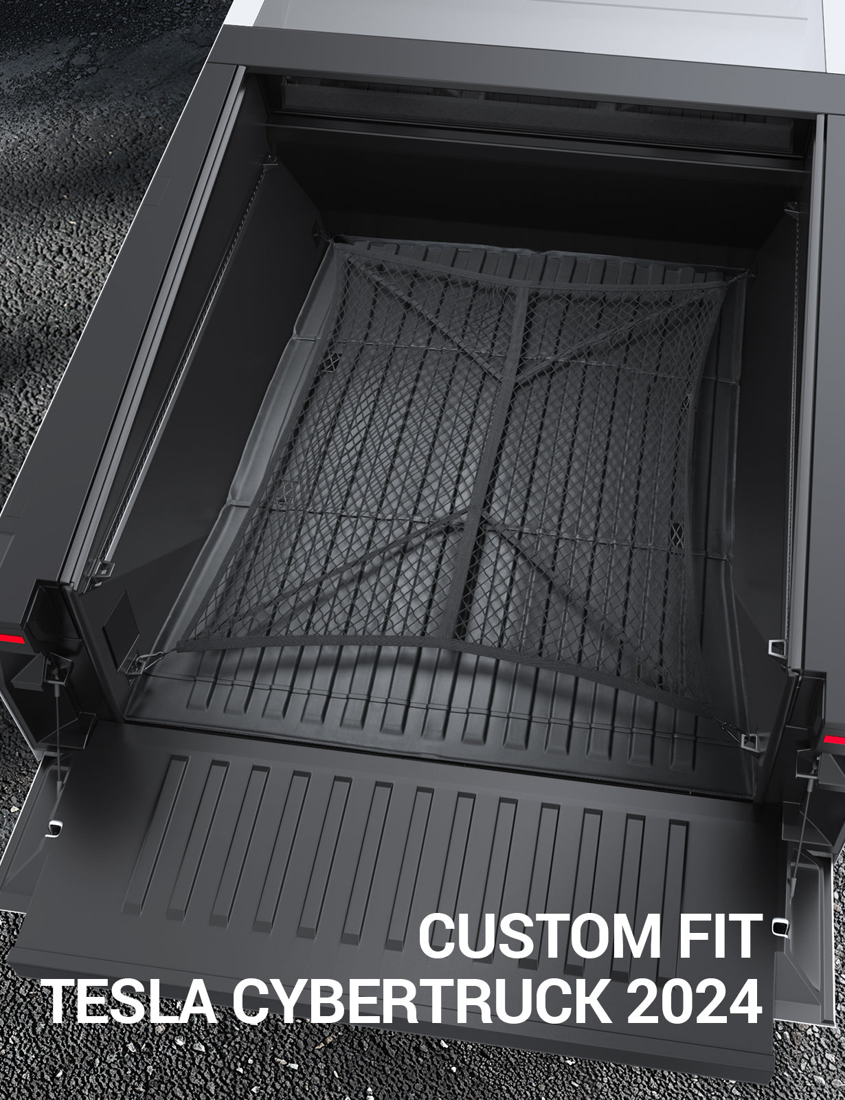 2024-2025 Tesla Cybertruck Trunk Cargo Net - Single Layer Stretchable - Image 3