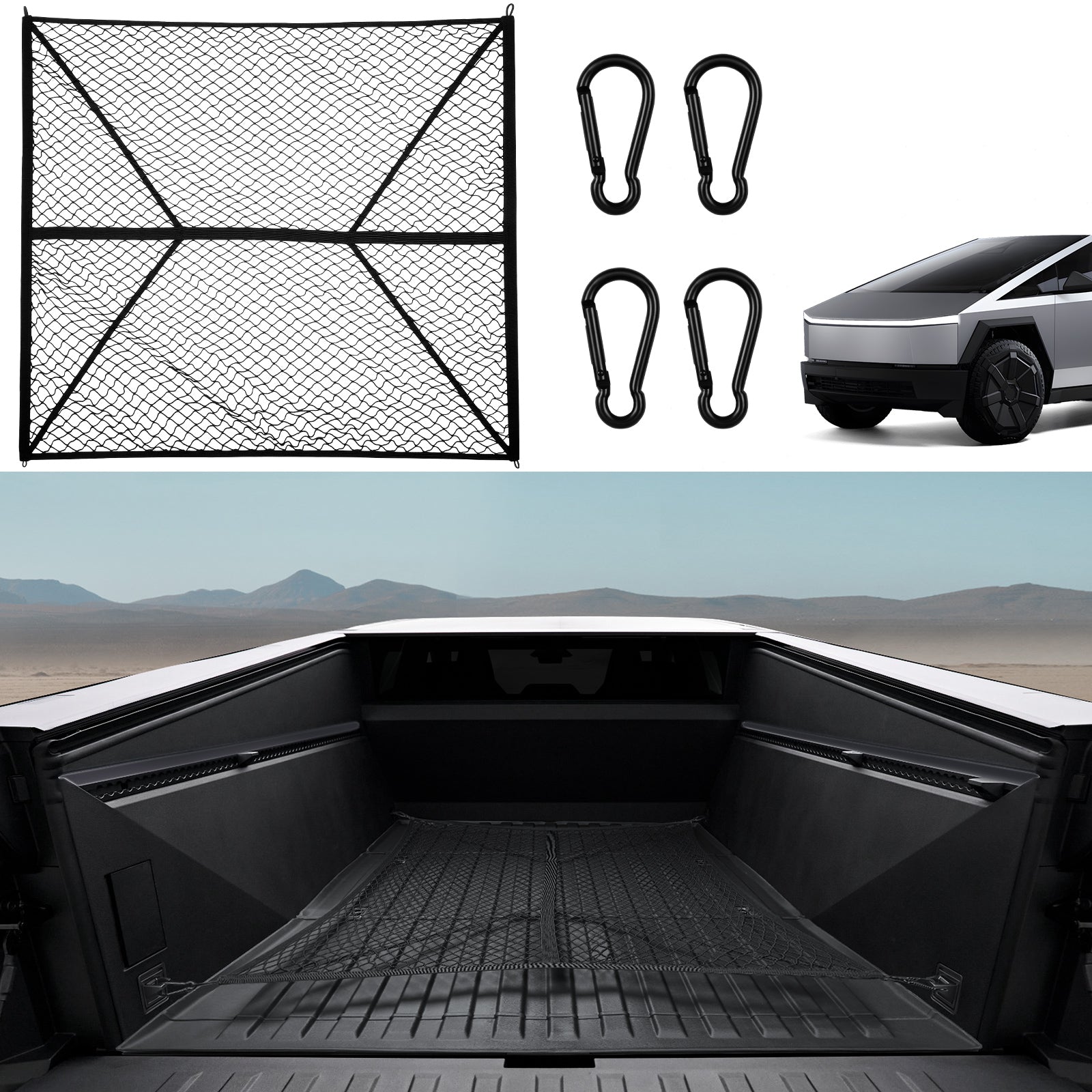 2024-2025 Tesla Cybertruck Trunk Cargo Net - Single Layer Stretchable