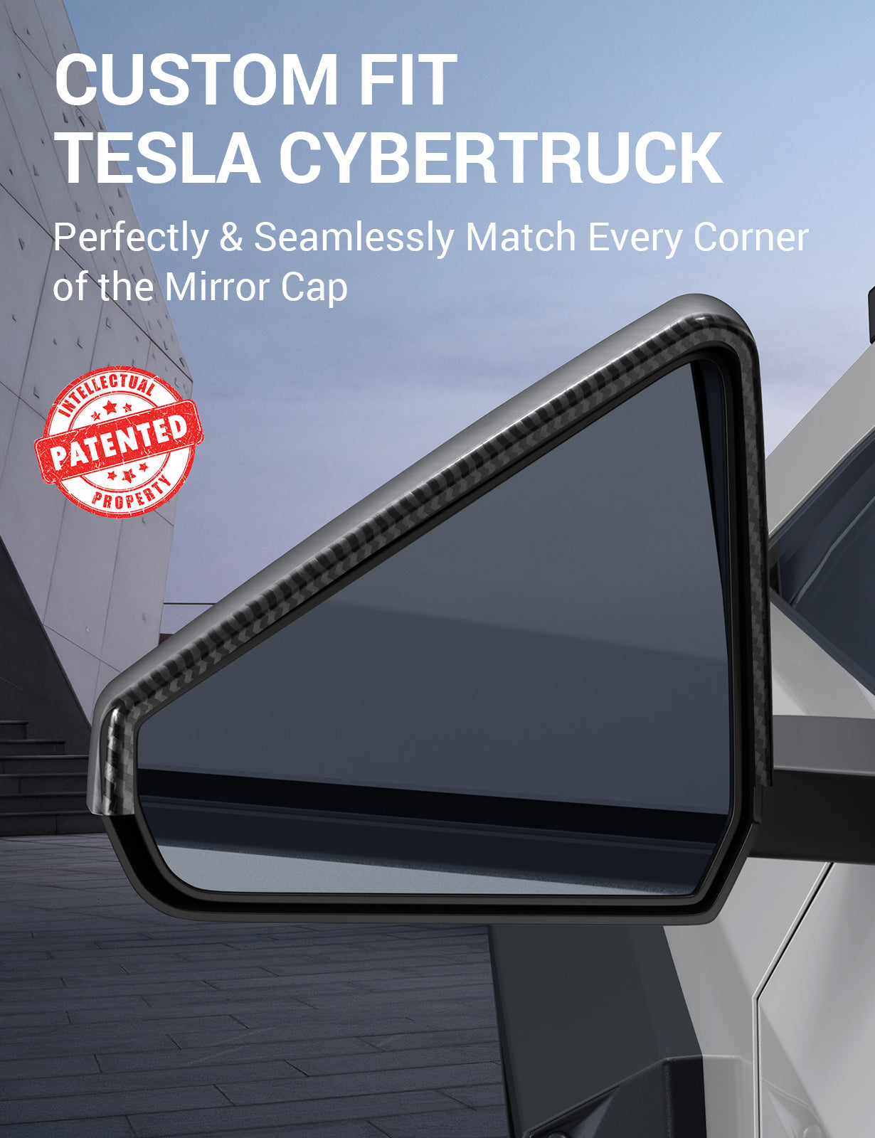 2024-2026 Tesla Cybertruck Mirror Cover Caps - Real Carbon Fiber - Image 2