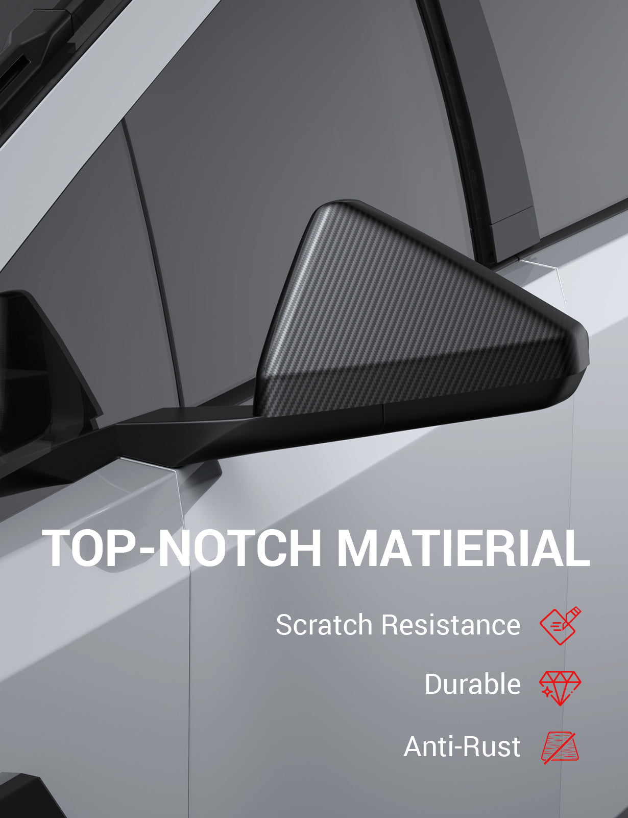 2024-2026 Tesla Cybertruck Mirror Cover Caps - Real Carbon Fiber - Image 7