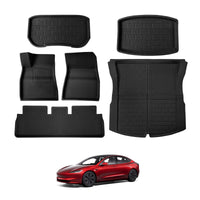 2024-2026 Tesla Model 3 Highland Floor Mats 6PCS - 3D All-Weather Anti-Slip | BASENOR