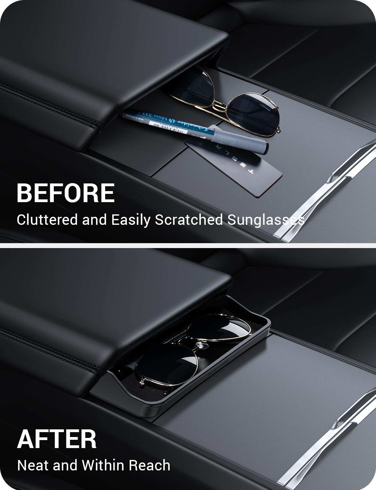 2024-2026 Tesla Model 3 Highland & Model Y Juniper Sunglasses Holder - Armrest Storage - Image 8