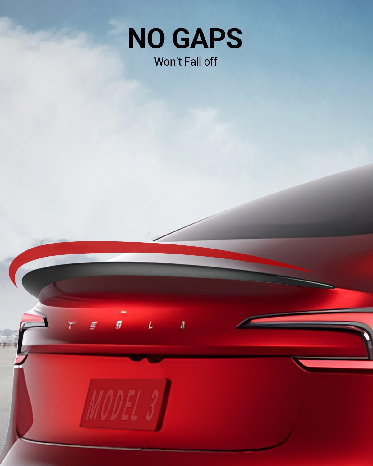 2024-2026 Tesla Model 3 Highland Rear Spoiler - OEM Gen 2 Matte Black - Image 5